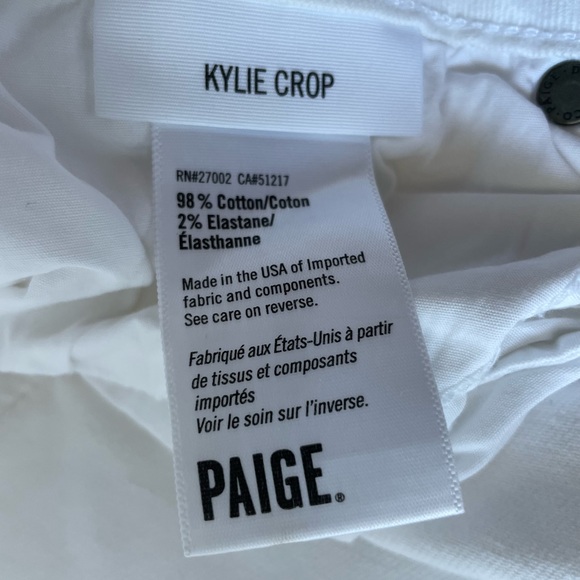 PAIGE size 32 white Kylie Crop jeans. Rolled bottom. Deconstructed look pockets - Picture 8 of 8